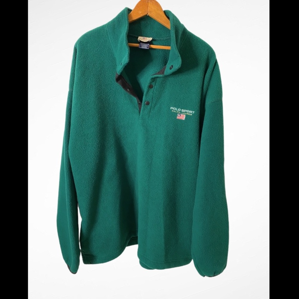 Vintage Ralph Lauren Polo Jeans Co Green Fleece Pullover Sweater Men Size XXL